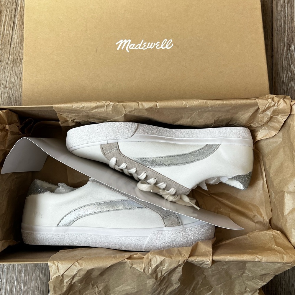 Madewell Sidewalk Casual Women’s Sneakers Size 5W White Leather and Grey Suede